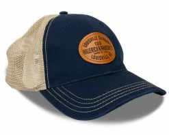 LOUISVILLE SLUGGER Leather Patch Mesh Trucker Hat-Navy