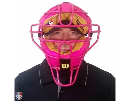 Wilson Umpire Gear Wilson MLB Pink Dyna-Lite Steel Umpire Mask With Pink And Tan - Image 4