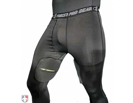 Force3 Umpire Gear Force3 Black Compression Umpire Tights With Dupont Kevlar Thigh Protection