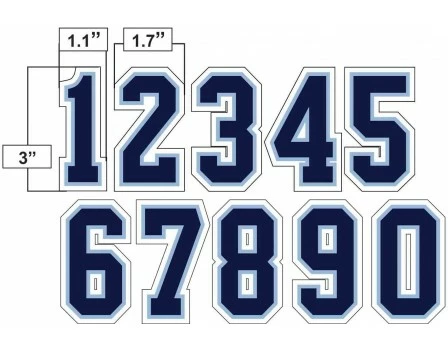 3" Navy On Powder Blue On White Precision-Cut Number - Image 2