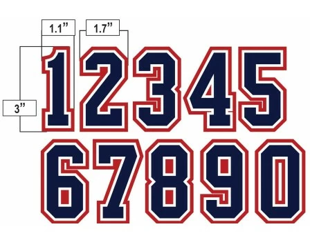 3" Navy On White On Red Precision-Cut Number - Image 4