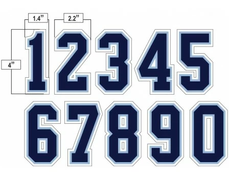 4" Navy On Powder Blue On White Precision-Cut Number - Image 2
