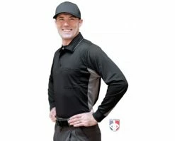 Smitty Umpire Smitty V2 Major League Replica Long Sleeve Umpire Shirt - Black With Charcoal Grey
