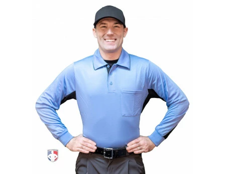 Smitty Umpire Smitty V2 Major League Replica Long Sleeve Umpire Shirt - Sky Blue With Black - Image 2