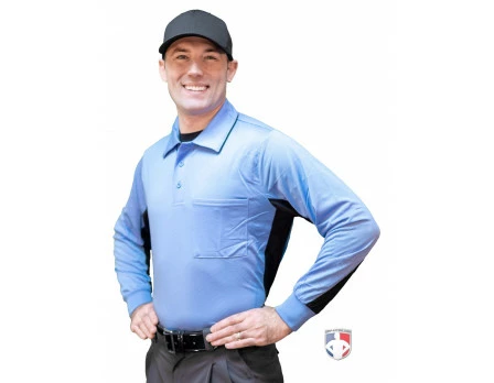 Smitty Umpire Smitty V2 Major League Replica Long Sleeve Umpire Shirt - Sky Blue With Black