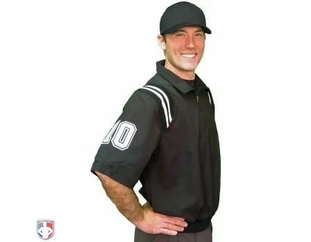Smitty Umpire Smitty Traditional Half-Zip Short Sleeve Umpire Jacket - Black And White - Image 3