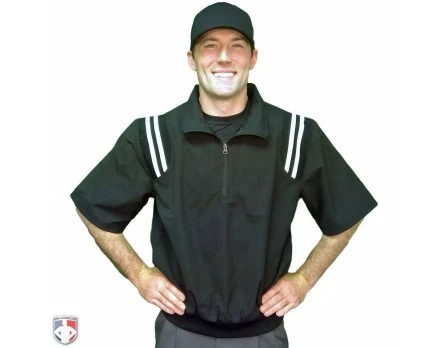 Smitty Umpire Smitty Traditional Half-Zip Short Sleeve Umpire Jacket - Black And White