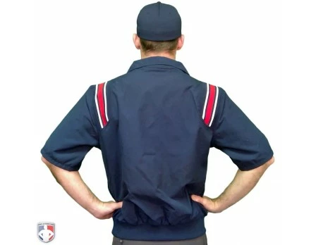 Smitty Umpire Smitty Traditional Half-Zip Short Sleeve Umpire Jacket - Navy And Red - Image 2