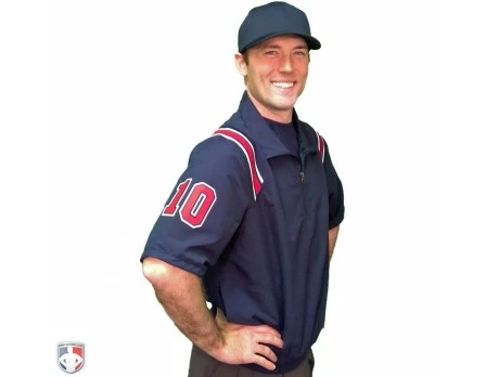 Smitty Umpire Smitty Traditional Half-Zip Short Sleeve Umpire Jacket - Navy And Red - Image 3