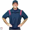 Smitty Umpire Smitty Traditional Half-Zip Short Sleeve Umpire Jacket - Navy And Red