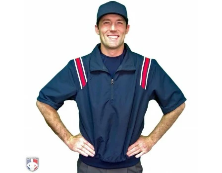 Smitty Umpire Smitty Traditional Half-Zip Short Sleeve Umpire Jacket - Navy And Red